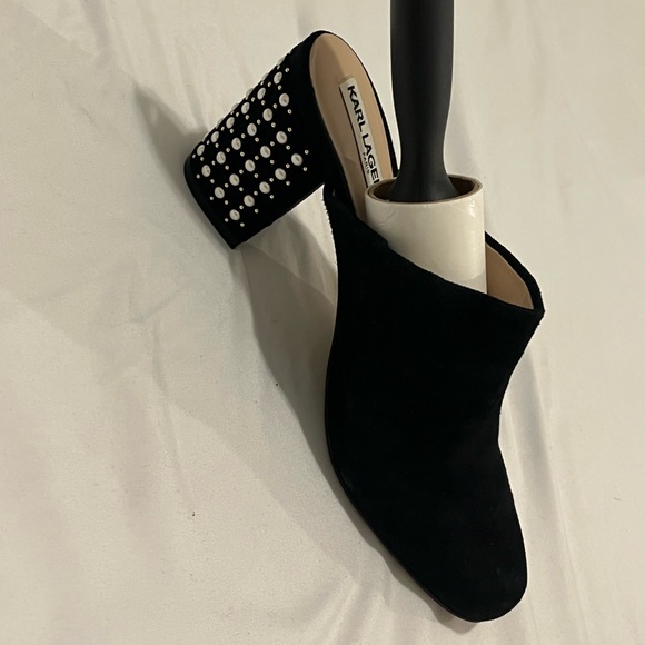 KARL LAGERFELD BLACK SUEDE MULES - GREAT CONDITION - Picture 9 of 9
